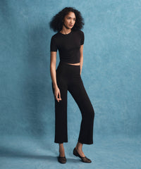 Modal Rib Cap Sleeve Crew Neck Tee - Black