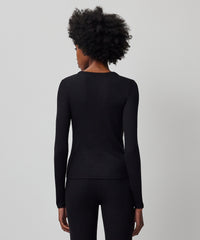 Modal Rib Long Sleeve Cardigan - Black