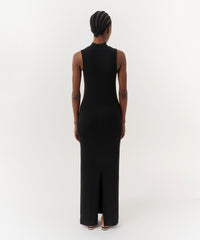 Black Modal Rib Mock Neck Midi Dress | Women's Dress by ATM Anthony Thomas Melillo
