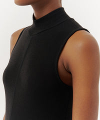 Black Modal Rib Mock Neck Midi Dress | Women's Dress by ATM Anthony Thomas Melillo