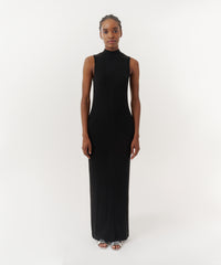 Black Modal Rib Mock Neck Midi Dress | Women's Dress by ATM Anthony Thomas Melillo