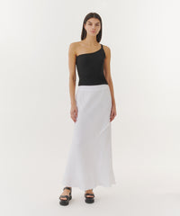Black Modal Rib One Shoulder Tank | Women's Tank by ATM Anthony Thomas Melillo
