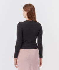 Black Pima Cotton Bracelet Sleeve Top | Women's Top by ATM Anthony Thomas Melillo