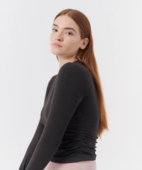 Black Pima Cotton Bracelet Sleeve Top | Women's Top by ATM Anthony Thomas Melillo