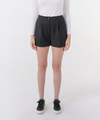 Black Pinstripe Twill Pleated Short | Women's Shorts by ATM Anthony Thomas Melillo