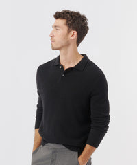 Black Recycled Cashmere Polo | Men's Polo Shirt by ATM Anthony Thomas Melillo