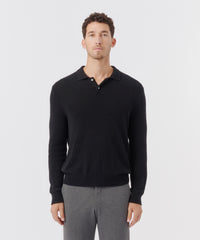 Black Recycled Cashmere Polo | Men's Polo Shirt by ATM Anthony Thomas Melillo