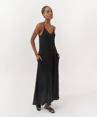 Black Slub Jersey Tank Maxi Dress | Women's Dress by ATM Anthony Thomas Melillo