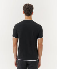 Black/ White Classic Jersey Double Trim Crew Neck Tee | Men's Cotton Short Sleeve Tee by ATM Anthony Thomas Melillo