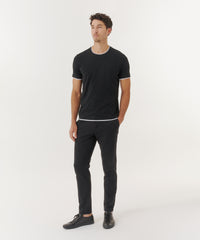 Black/ White Classic Jersey Double Trim Crew Neck Tee | Men's Cotton Short Sleeve Tee by ATM Anthony Thomas Melillo