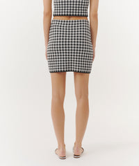 Black/ White Gingham Jacquard Mini Skirt | Women's Skirt by ATM Anthony Thomas Melillo