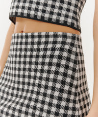 Black/ White Gingham Jacquard Mini Skirt | Women's Skirt by ATM Anthony Thomas Melillo