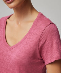Boysenberry Slub Jersey Schoolboy Short Sleeve V-Neck Tee | Women's Cotton Short Sleeve Tee by ATM Anthony Thomas Melillo