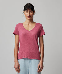 Boysenberry Slub Jersey Schoolboy Short Sleeve V-Neck Tee | Women's Cotton Short Sleeve Tee by ATM Anthony Thomas Melillo