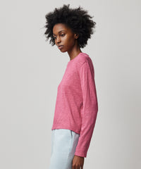 Boysenberry Slub Jersey Long Sleeve Crop Tee | Women's Cotton Long Sleeve Tee by ATM Anthony Thomas Melillo