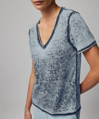 Burnout Chambray Burnout Short Sleeve V-Neck Tee | Women's Cotton Short Sleeve Tee by ATM Anthony Thomas Melillo