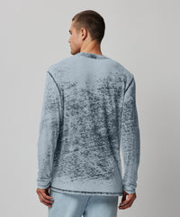 Burnout Chambray Burnout Oversized Long Sleeve Crew Neck Pocket Tee - Burnout Chambray | Men's Cotton Long Sleeve Tee by ATM Anthony Thomas Melillo