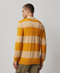 Camel Combo Merino Wool and Cotton Blend Long Sleeve Polo Sweater - Camel Combo | Men's Sweater by ATM Anthony Thomas Melillo