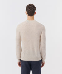 Chalk Multi Recycled Cashmere Exposed Seam Crew Neck Sweater | Men's Sweater by ATM Anthony Thomas Melillo