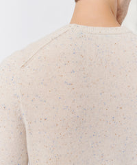 Chalk Multi Recycled Cashmere Exposed Seam Crew Neck Sweater | Men's Sweater by ATM Anthony Thomas Melillo