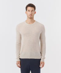 Chalk Multi Recycled Cashmere Exposed Seam Crew Neck Sweater | Men's Sweater by ATM Anthony Thomas Melillo