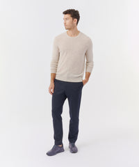 Chalk Multi Recycled Cashmere Exposed Seam Crew Neck Sweater | Men's Sweater by ATM Anthony Thomas Melillo