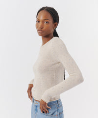 Chalk Multi Donegal Cashmere Crew Neck Sweater | Women's Sweater by ATM Anthony Thomas Melillo