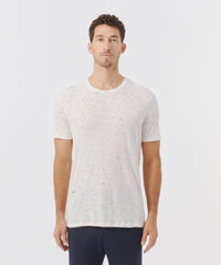 Chalk Multi Slub Jersey Crew Neck Tee | Men's Cotton Short Sleeve Tee by ATM Anthony Thomas Melillo