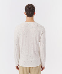 Chalk Multi Slub Jersey Destroyed Wash Henley | Men's Cotton Long Sleeve Tee by ATM Anthony Thomas Melillo