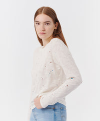 Chalk Multi Slub Jersey Long Sleeve Crop Tee | Women's Cotton Long Sleeve Tee by ATM Anthony Thomas Melillo