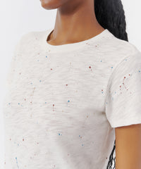 Chalk Multi Slub Jersey Schoolboy Crew Neck Tee | Women's Cotton Short Sleeve Tee by ATM Anthony Thomas Melillo