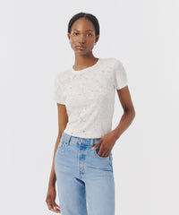 Chalk Multi Slub Jersey Schoolboy Crew Neck Tee | Women's Cotton Short Sleeve Tee by ATM Anthony Thomas Melillo