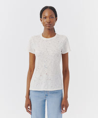 Chalk Multi Slub Jersey Schoolboy Crew Neck Tee | Women's Cotton Short Sleeve Tee by ATM Anthony Thomas Melillo