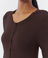 Chocolate Modal Rib Long Sleeve Maxi Dress | Women's Dress by ATM Anthony Thomas Melillo