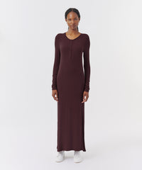 Chocolate Modal Rib Long Sleeve Maxi Dress | Women's Dress by ATM Anthony Thomas Melillo