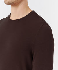 Chocolate Modal Rib Oversized Long Sleeve Crew Neck Tee | Men's Cotton Long Sleeve Tee by ATM Anthony Thomas Melillo