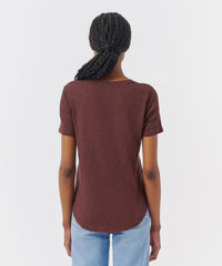 Chocolate Slub Jersey Classic V-Neck Tee | Women's Top by ATM Anthony Thomas Melillo