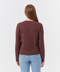 Chocolate Slub Jersey Long Sleeve Crop Tee | Women's Top by ATM Anthony Thomas Melillo