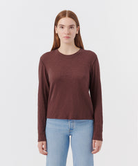 Chocolate Slub Jersey Long Sleeve Crop Tee | Women's Top by ATM Anthony Thomas Melillo