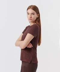 Chocolate Slub Jersey Schoolboy Crew Neck Tee | Women's Top by ATM Anthony Thomas Melillo