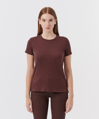 Chocolate Slub Jersey Schoolboy Crew Neck Tee | Women's Top by ATM Anthony Thomas Melillo