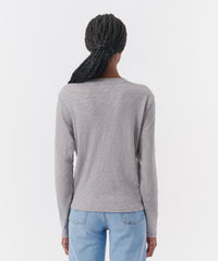 Cloud Grey Slub Jersey Long Sleeve Crop Tee | Women's Top by ATM Anthony Thomas Melillo