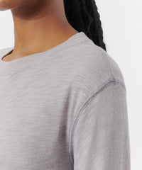 Cloud Grey Slub Jersey Long Sleeve Crop Tee | Women's Top by ATM Anthony Thomas Melillo
