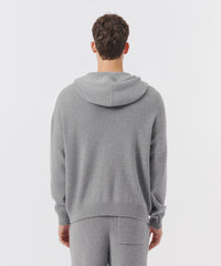 Cloud Grey Merino Wool Blend Zip-Up Hoodie | Mens's Hoodie by ATM Anthony Thomas Melillo