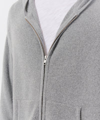 Cloud Grey Merino Wool Blend Zip-Up Hoodie | Mens's Hoodie by ATM Anthony Thomas Melillo