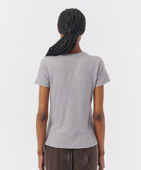 Cloud Grey Slub Jersey Schoolboy Crew Neck Tee | Women's Top by ATM Anthony Thomas Melillo