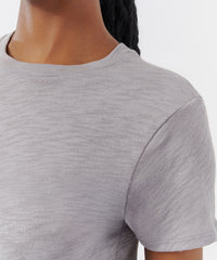Cloud Grey Slub Jersey Schoolboy Crew Neck Tee | Women's Top by ATM Anthony Thomas Melillo