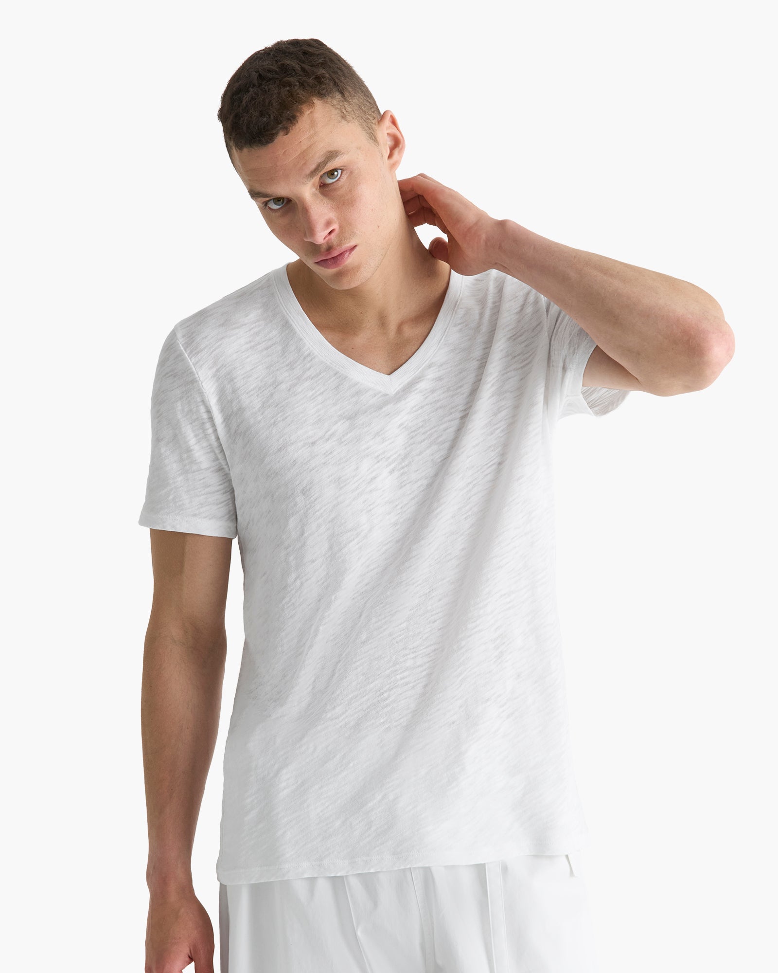 Slub Jersey V-Neck Tee - White – ATM Anthony Thomas Melillo