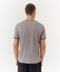 Dark Titanium/ Black Classic Jersey Double Trim Crew Neck Tee | Men's Cotton Short Sleeve Tee by ATM Anthony Thomas Melillo