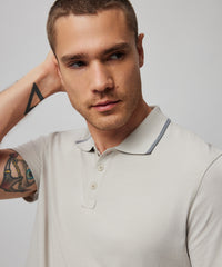 Dove Grey Classic Jersey Short Sleeve Polo with Tipping - Dove Grey | Men's Polo Shirt by ATM Anthony Thomas Melillo